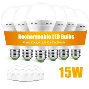 E26/27 Rechargeable Emergency Light Bulbs, 15W Battery Powered LED Light Bulb 1500LM Daylight 1200mAh for Home Power Outage Garage Camping Hurricane Bulb Blackout