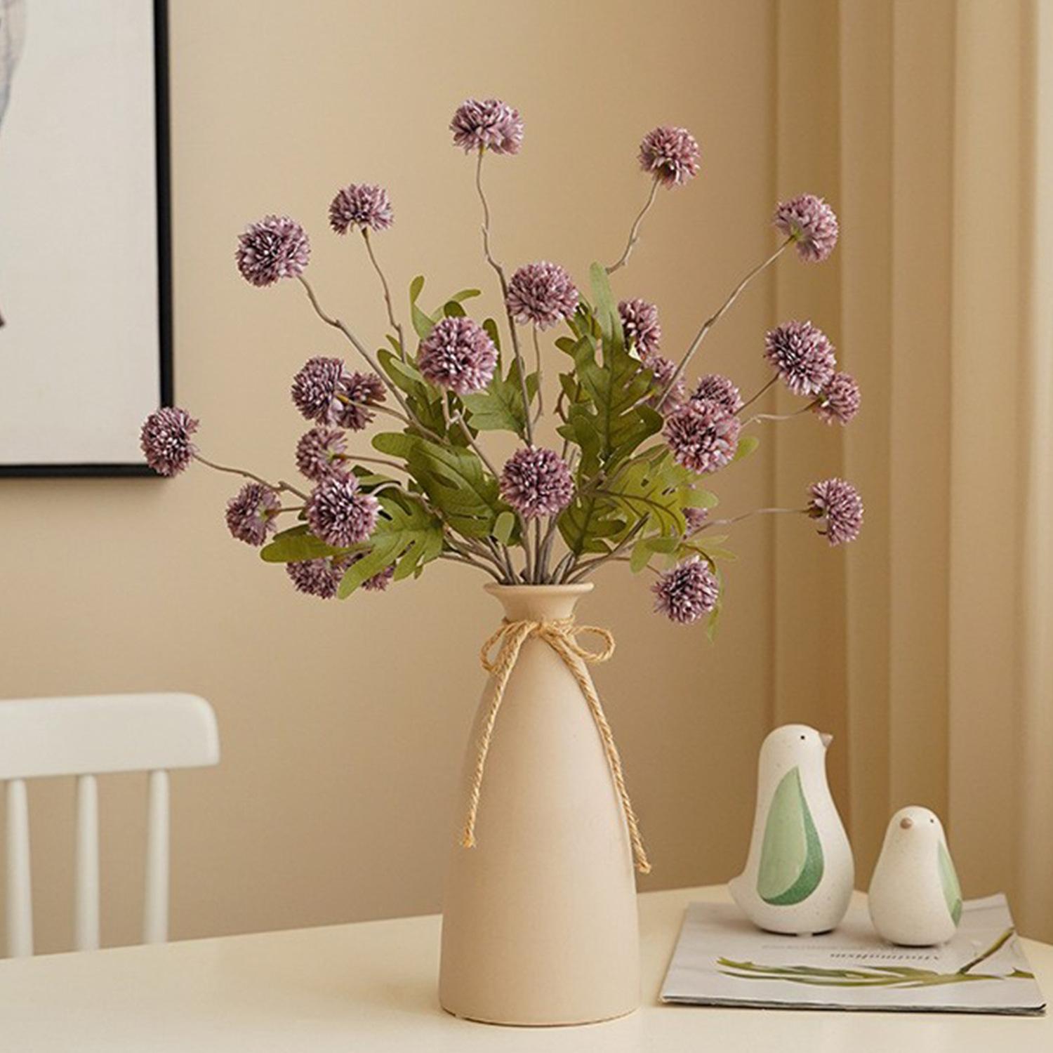 8 Stems Faux Dandelion Flowers African Pom Pom Chrysanthemum Artificial Flowers Wedding Holiday Birthday Party Decoration Living Room Bedroom Study Garden Decor