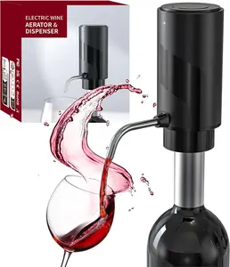 Electric Wine Aerator Pourer, Rechargeable Aerator Pourer, One-Touch Wine Decanter, Best Gifts for Wine Lovers, Black Silicone Stainless
