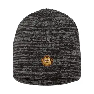 Monkey Face Embroidered Knit Beanie Cap
