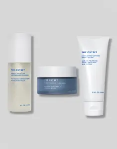 The Outset Congested Skin Routine Set - Purifying Blue Clay Mask, Exfoliating Caffeine Micro Polish, Micellar Cleanser for Smooth & Bright Skin