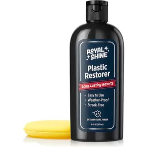 Plastic Restorer for Long-Lasting, Deep Black Results – Restores Faded Plastic, Rubber & Vinyl with UV Protection, Non-Greasy Formula + Foam Applicator, 8oz