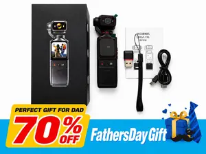 【Father's Day Gift】 2.7K Pocket Camera with 1.96" Display - 180° Swivel 150° Ultra Wide Angle Lens - WiFi & App Control - 2000mAh Battery (6h Runtime) - Image Stabilization & Loop Recording