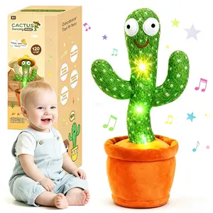 Mother's Day Rechargeable Dancing Talking Cactus Toy, Soft Plush Musical Educational Toy with 120 English Songs, LED Lights, Adjustable Volume, Voice Recording & Mimicking, Ideal Holiday Gift for Kids 3+ fidget toys fidget
