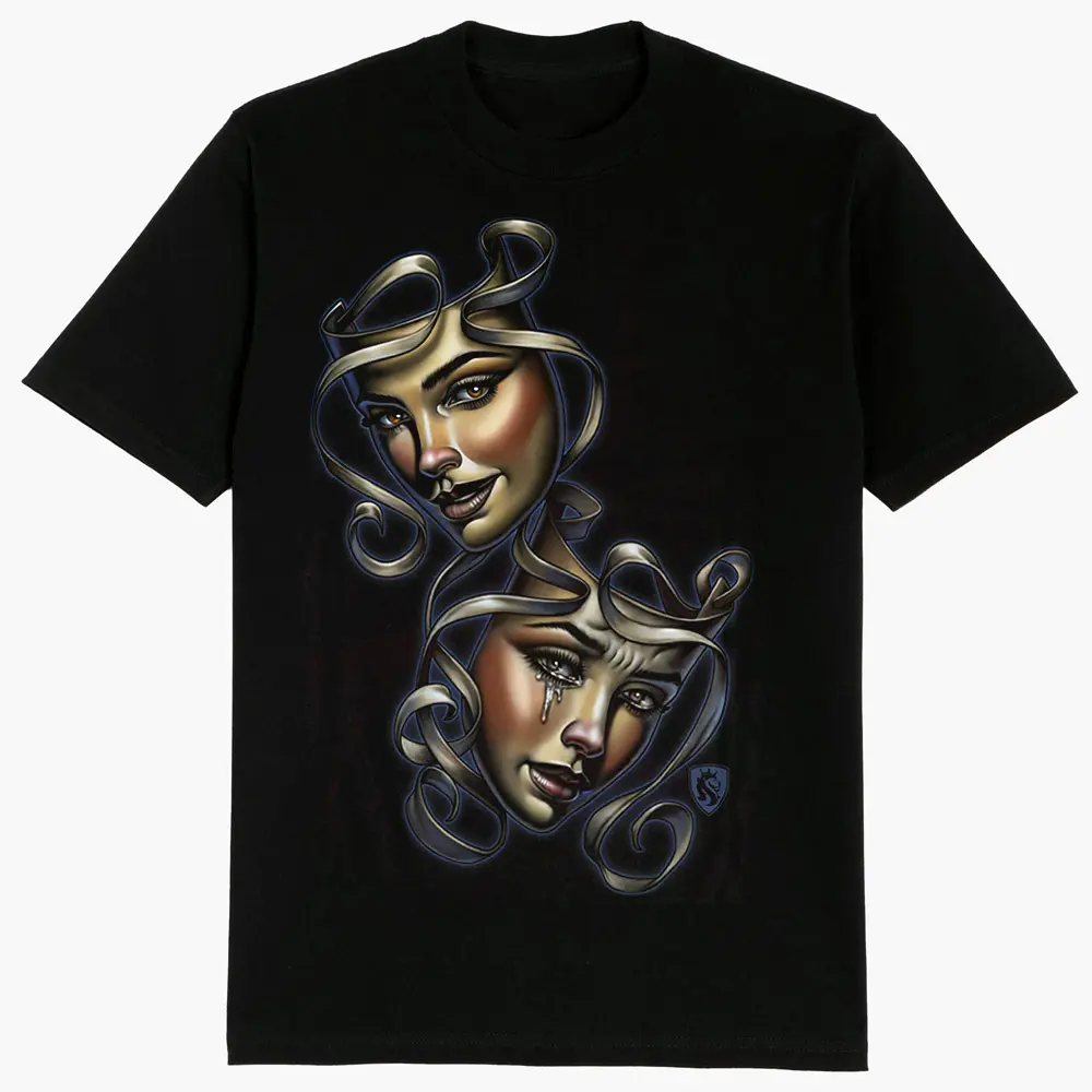 Sonrisa Y Lagrima Chicano Clothing Lowrider Gangster Chicana Shirt Mexican Streetwear Unisex Graphic Tee Casual Medium Heavy Fabric Loose Fit True To Size
