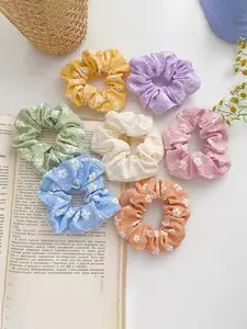 Women's Cute Flower Graphic Hair Scrunchies, 7pcs/set Trendy Soft Elastic Hair Ties, Chic All-match Hair Accessories for Hairstyle Decor