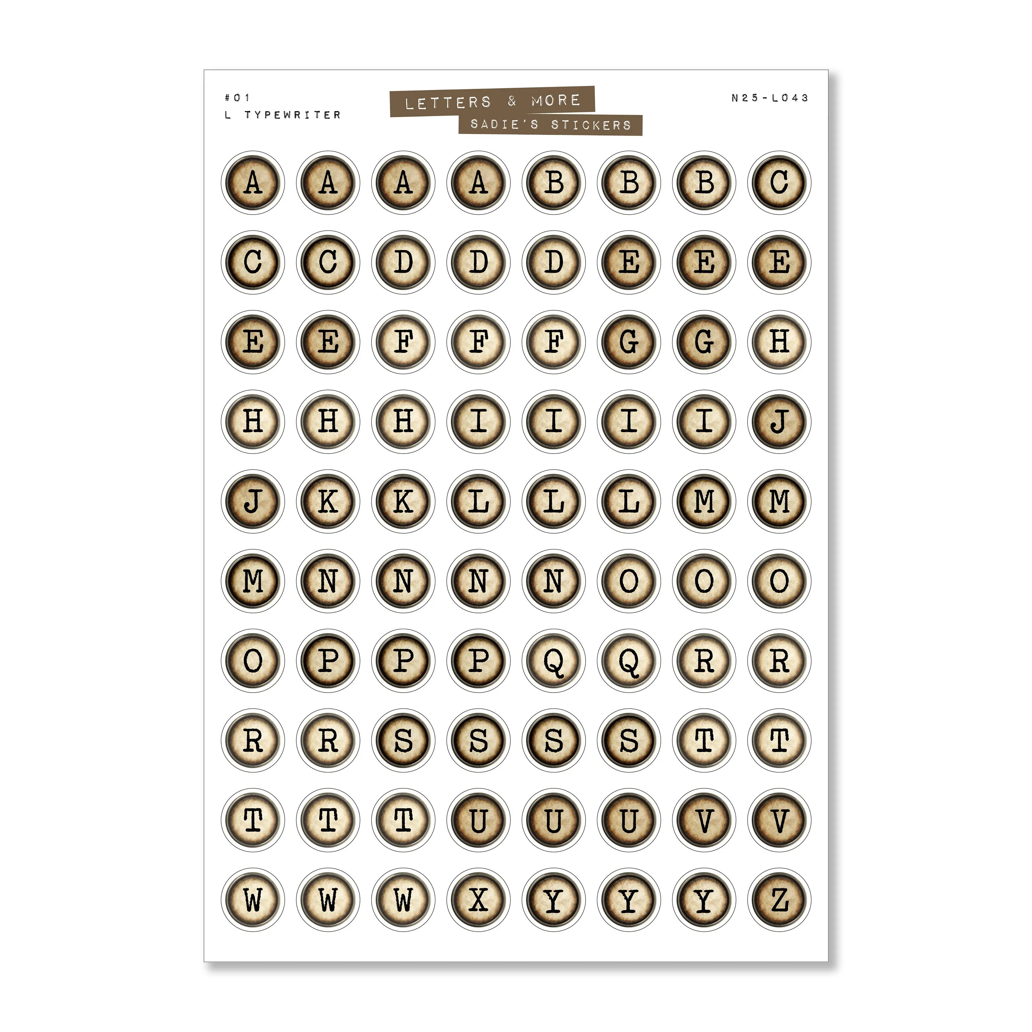 Light Typewriter Key Letters • Letters & More