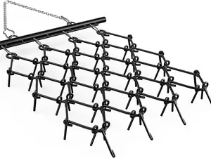 【fathersdaygift】OEDRO 4x4ft Chain Drag Harrow for ATV, 1/2in Tines, Heavy Duty 60M2Si, Black