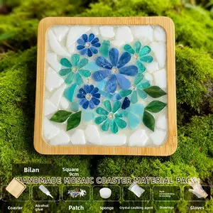 New Product DIY HANDMADE Wooden Coaster Material Package Kitchen Coasters MOSAIC Parent-child Creative Kindergarten Small Gift Wholesale Educational Toys