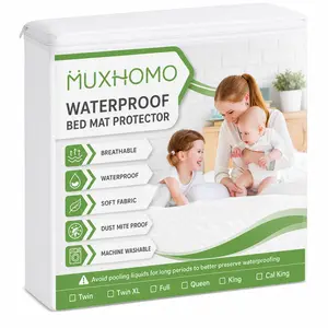 MOXHOMO Panda Pattern Bamboo Jacquard Waterproof Fitted Mattress Protector – Breathable Noiseless Bed Cover with Deep Pocket 6"-18" – Machine Washable for Home, Bedroom, Hotel