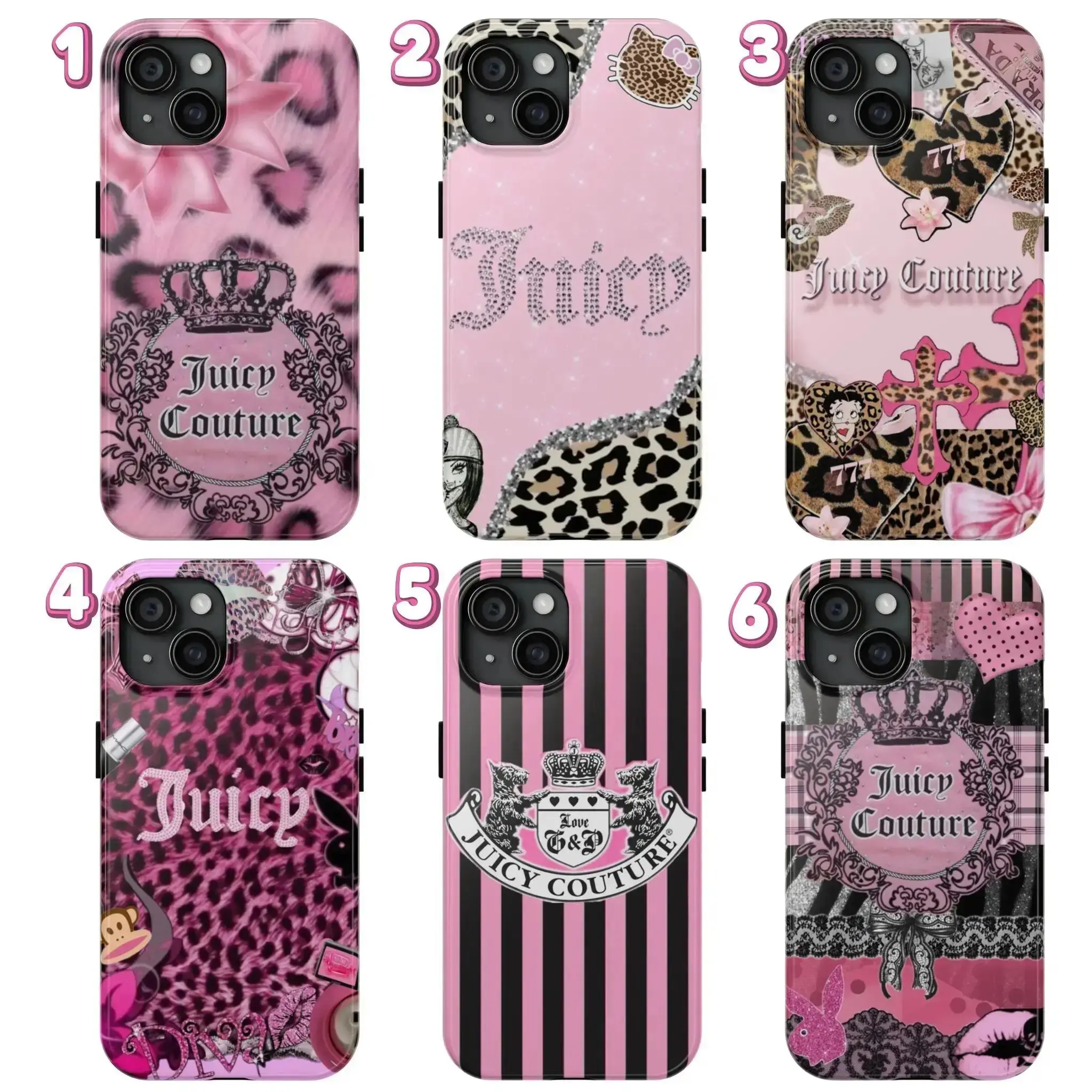 Juicy Couture Leopard Print Phone Case Suitable for iPhone 17-11 Pro Max/Plus and Samsung Galaxy S23-25