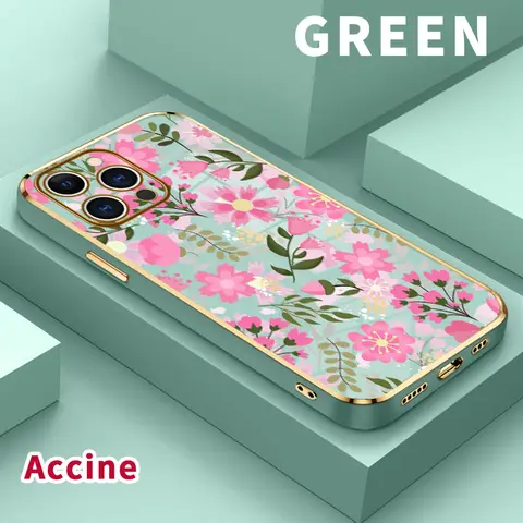 Electroplated TPU Smartphone Casing for iPhone Series (X, XR, XS Max, 11-17, 14 Plus, 15 Plus, 15 Pro Max, 16) - Floral Delight Design, Gold-edge Luxury, Camera Lens Protection, Anti-drop, Soft Flex, Sure Grip Daily Accessory