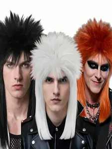 Rock Wig 70s 80s Long Blonde Spiked Wig for Men, Rock Star Cosplay Synthetic Hair, Anime Costume, Perfect for Halloween Party, Multiple Colors Available, Synthetic Wigs