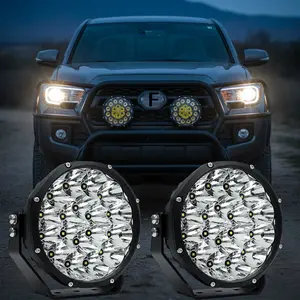 7Inch Round LED Offroad Lights 2PCS with Wiring Harness, 210W 32000LM Amber Driving Fog Lights, Spot Flood Combo, Waterproof IP68/IP69K, 12V 24V for Truck SUV Jeep ATV UTV 4x4