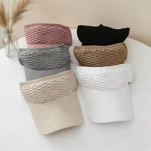 2/4Pack Women's Knit Ruched Sun Visor Hat, Open-Top Ponytail Design, Mesh Breathable UV Protection Sports Visor, Knit Baseball Style Sun Cap, Ideal for Summer Outdoor Activities: Golf, Tennis, Running, Beach