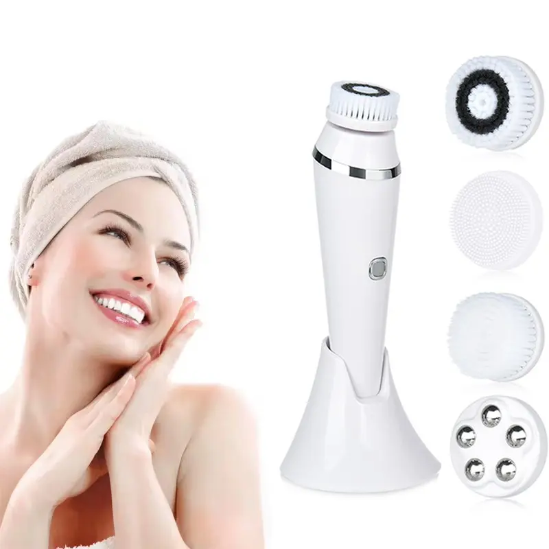High Frequency Charging Deep Cleaning Vibration Skincare Set, Facial Cleansing Instrument, Sonic Face Cleanser, Electric Silicone Brush, Non-Battery Type