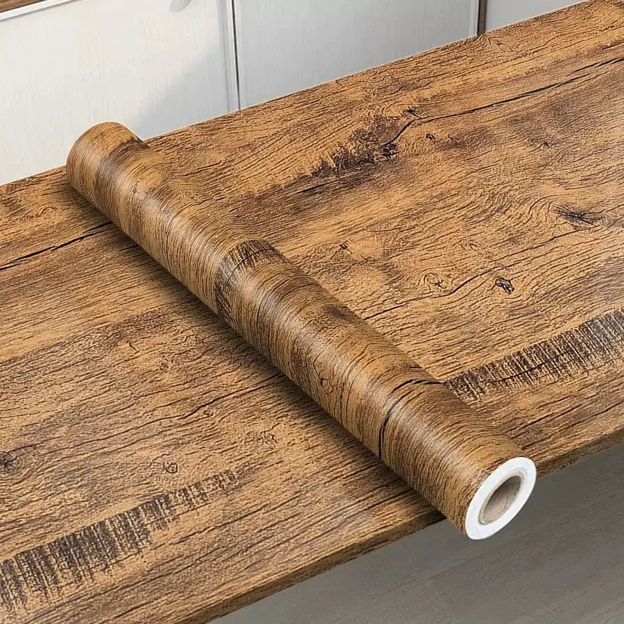 Vintage Wooden Wallpaper Roll, Decorative Wallpaper, Self-Adhesive Peel & Stick, Original Wood Contact Paper, Soundproof Furniture Film, Sound Insulating Wallpaper, Peel And Stick Wallpaper Designs, 1 Roll