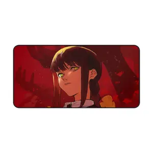 Chainsaw Man Makima Desk Mat – Red Background Anime Mouse Pad for Gaming Desk Setup | Dark Otaku Decor