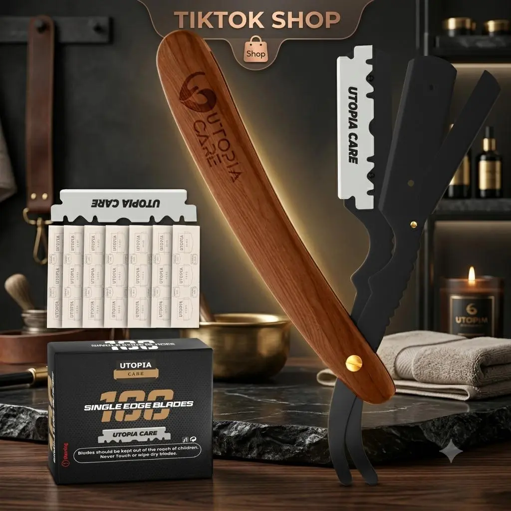 Utopia Care Barber Straight Razor for Men- 100pc Wooden Straight Edge Razor Utopia Care Barber Straight Razor for Men- 100pc Wooden Straight Edge Razor