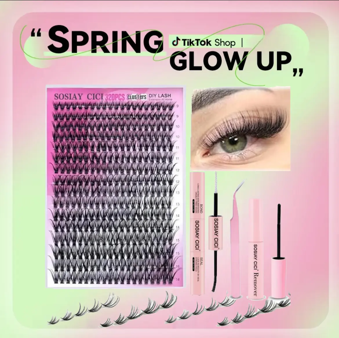 Eyelash Extensions Set Natural Look, Summer Gifts, Trending Products, 1 Set Fluffy False Eyelashes Extensions Set & Tweezers & Glue & Eyelash Remover, Professional Makeup Accessories for Women kawaii  lashes