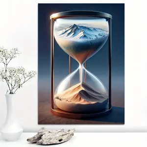 1pc Sand Timer Landscape Canvas Art Print, Abstract Snowy Mountains and Desert Wall Decor, High-Quality Canvas Poster for Living Room, Bedroom, Kitchen, Office, Cafe - Unique Gift & Home Decoration
