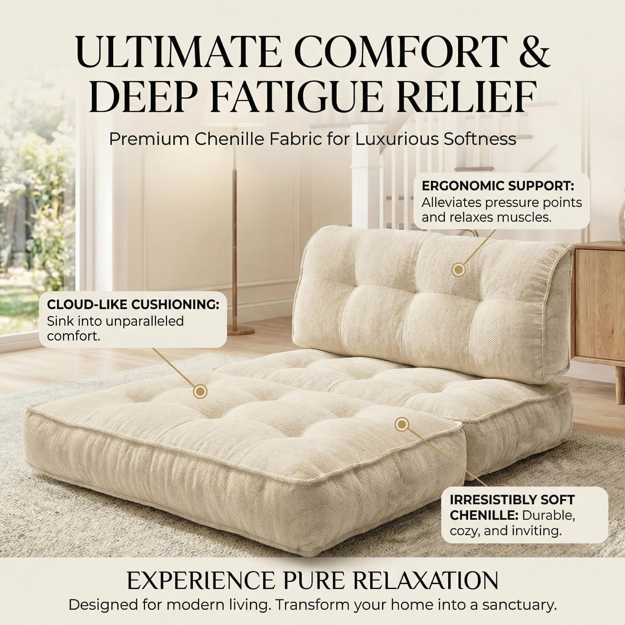 Single lazy sofa, small folding sofa bed with soft package for deep seat wrapping, boneless sofa in living room and bedroom, no need for assembly