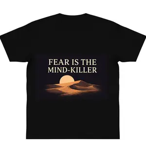 oversize cotton Fear Is The Mind Killer Shirt Minimalist Desert graphic tees Sci-Fi Inspired Aesthetic Quote y2k fashion Streetwear Casual Top Trending moive fans gift
