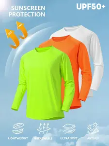 Men's long-sleeved crew neck T-shirt - suitable for everyday comfort, casual sunscreen clothing, men's casual T-shirt top, youth fashion everyday wear, fitted long sleeves, sunscreen cool quick-drying sports top