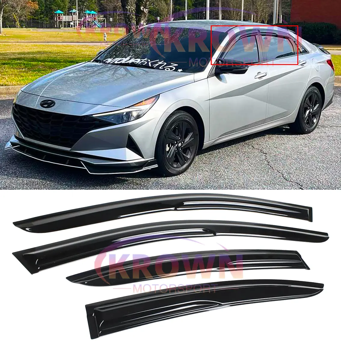 FOR 2021-2026 HYUNDAI ELANTRA 3D WAVY MUGEN STYLE WINDOW VISOR DEFLECTOR RAIN GUARD