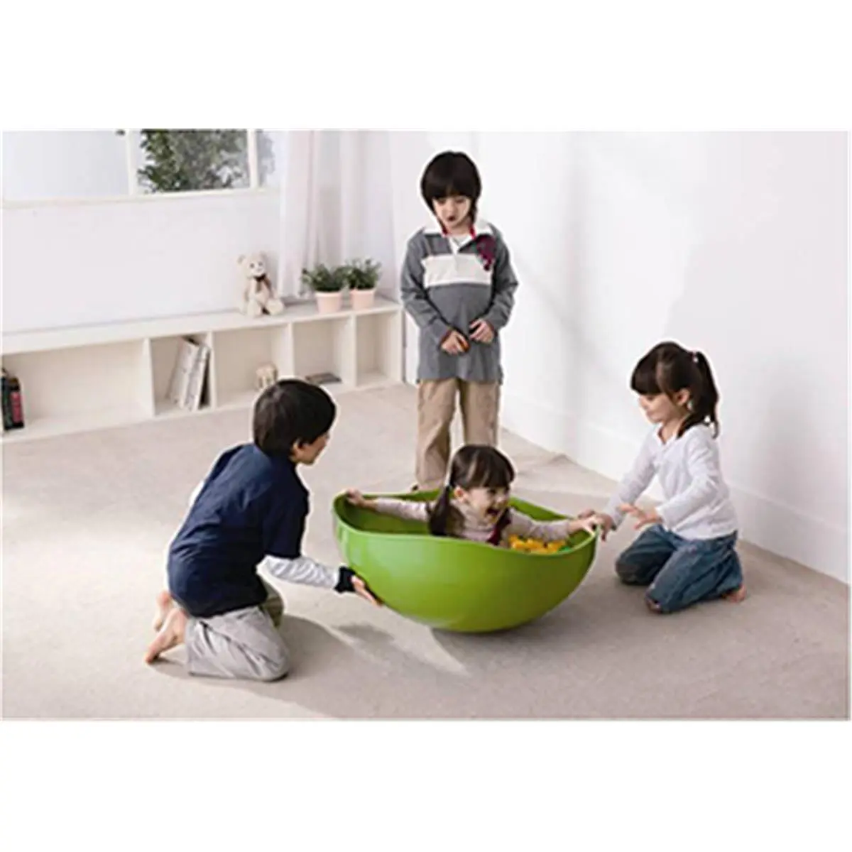 212 MAIN Rocking Boat Bowl - Curved Plastic Tableware, Anti-Slip Wave Edge, Green Kitchenware for Dining Use