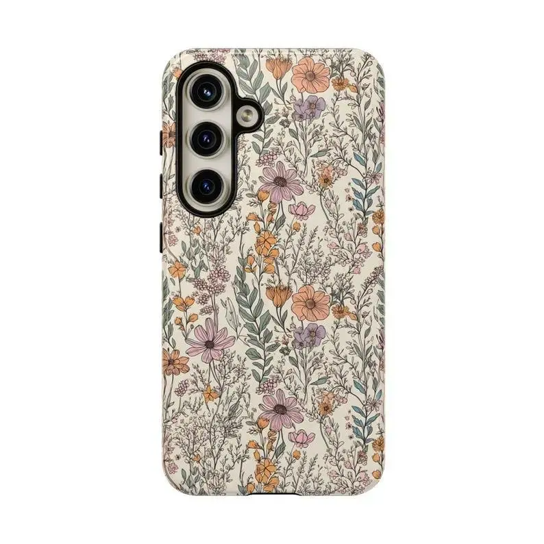 "Vintage Boho Wildflower Phone Case, Cottagecore Floral Design, 2-in-1 Shockproof Cover for IPhone 11-17 Series, Birthday Gift "