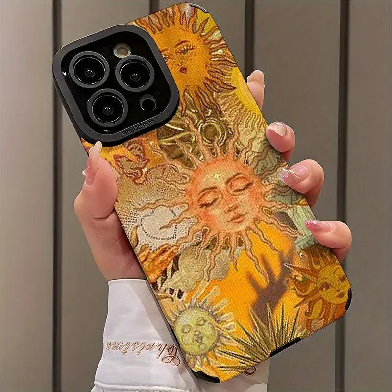Sun Pattern TPU Phone Case, Casing, Protective Shell, Cellphone Decorative Smartphone Protective Shockproof Anti Drop Phone Protector Cover, Phone Accessories Compatible with iPhone 16 15 14 13 12 11 Series, Phone Decoration