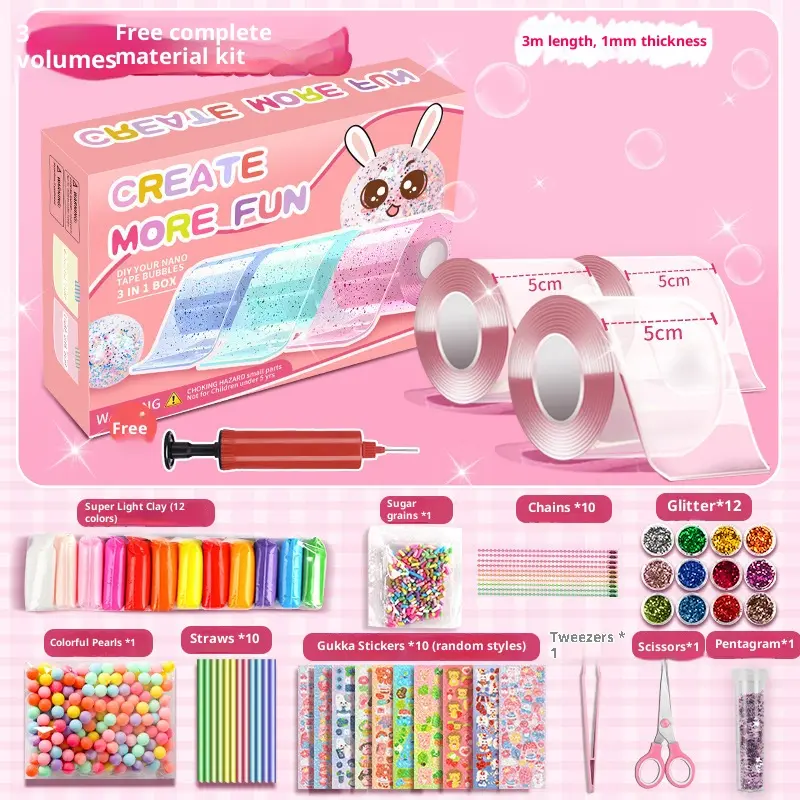Nano Tape Bubble Kit for  SquishyMaking Maker Kit,Nano Tape BubblesToys for Girls, Step by Step Guide forBeginner