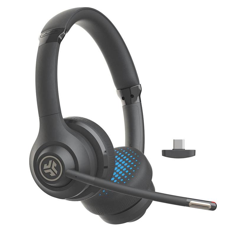 JLab GO Work Wireless On-Ear Headset Gen 2 - 55+ Hours USB-C Dongle Connection with Quick Mute Button & Mic Indicator Light