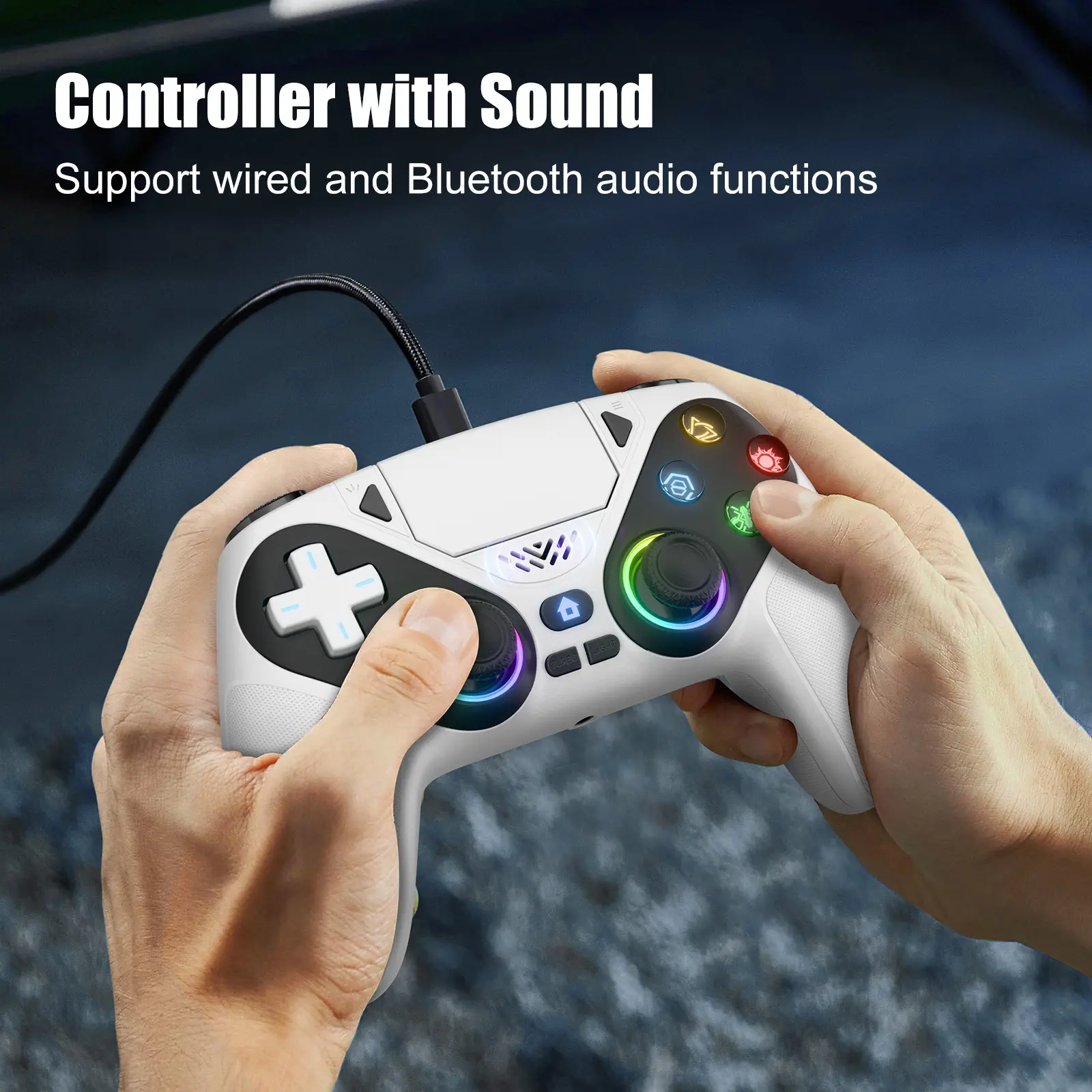 Wireless Gaming Controller Pro for PS5 with LED RGB Light Compatible with Playstation 5,Dual Vibration, Motion Sensing, Programmable Buttons & 1000mAh Fast-Charging Battery - TikTok Shop Wireless Gaming Controller Pro for PS5 with LED RGB Light Compatible with Playstation 5,Dual Vibration, Motion Sensing, Programmable Buttons & 1000mAh Fast-Charging Battery - TikTok Shop
