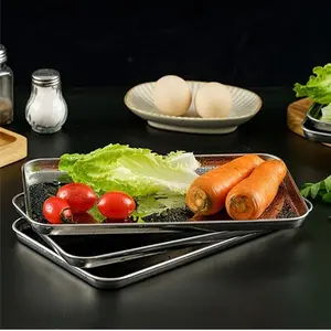 1/3/4pcs Stainless Steel Tray, Baking Tray, Steaming Tray, Bakeware, for Grilling, Baking, Steaming, Flat Bottom, Food Storage Container