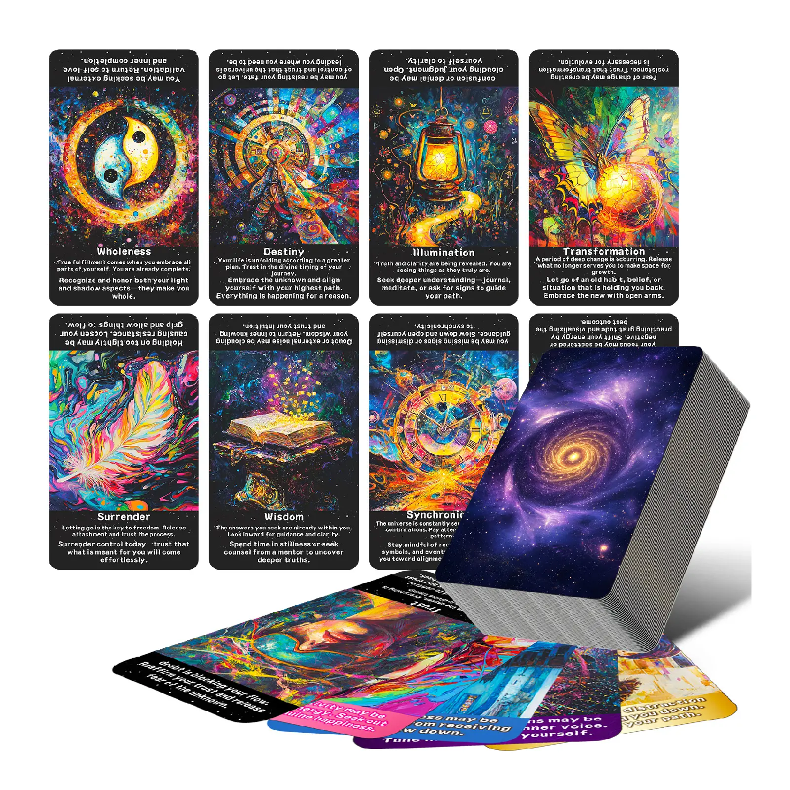 a piece Law of Attraction Oracle Cards, Beginner-Friendly Tarot Cards Deck for Daily Guidance, Energy Alignment, & Soul Growth, 78 Modern Galaxy Tarot Cards, Tarot Card Set