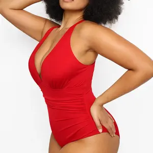 Women's Smart Sculpt Front Ruched Swimsuit Tummy Tucking OnePiece Slimming Bathing Suit Sculpting Snatched Waistline Swimwear