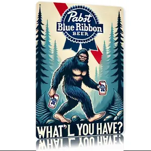 Pabst Blue Ribbon Beer Vintage Metal Tin Sign, 1pc 8x12in Rustic Iron Wall Decor, Ideal for Home, Bar Wall Hanging (Home Supplies Plaque & Sign)