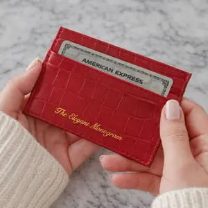 Red Croc Cardholder Wallet - Compact Vegan Leather Design with 4 Card Slots & Cash Compartment for Easy Access & Stylish Everyday Carry