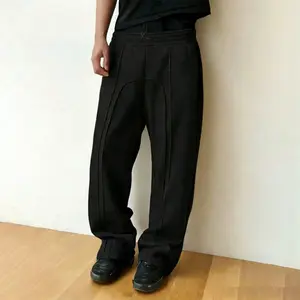 Men’s Essential Wide-Leg Sweatpants with Front Seam, Relaxed Fit Joggers