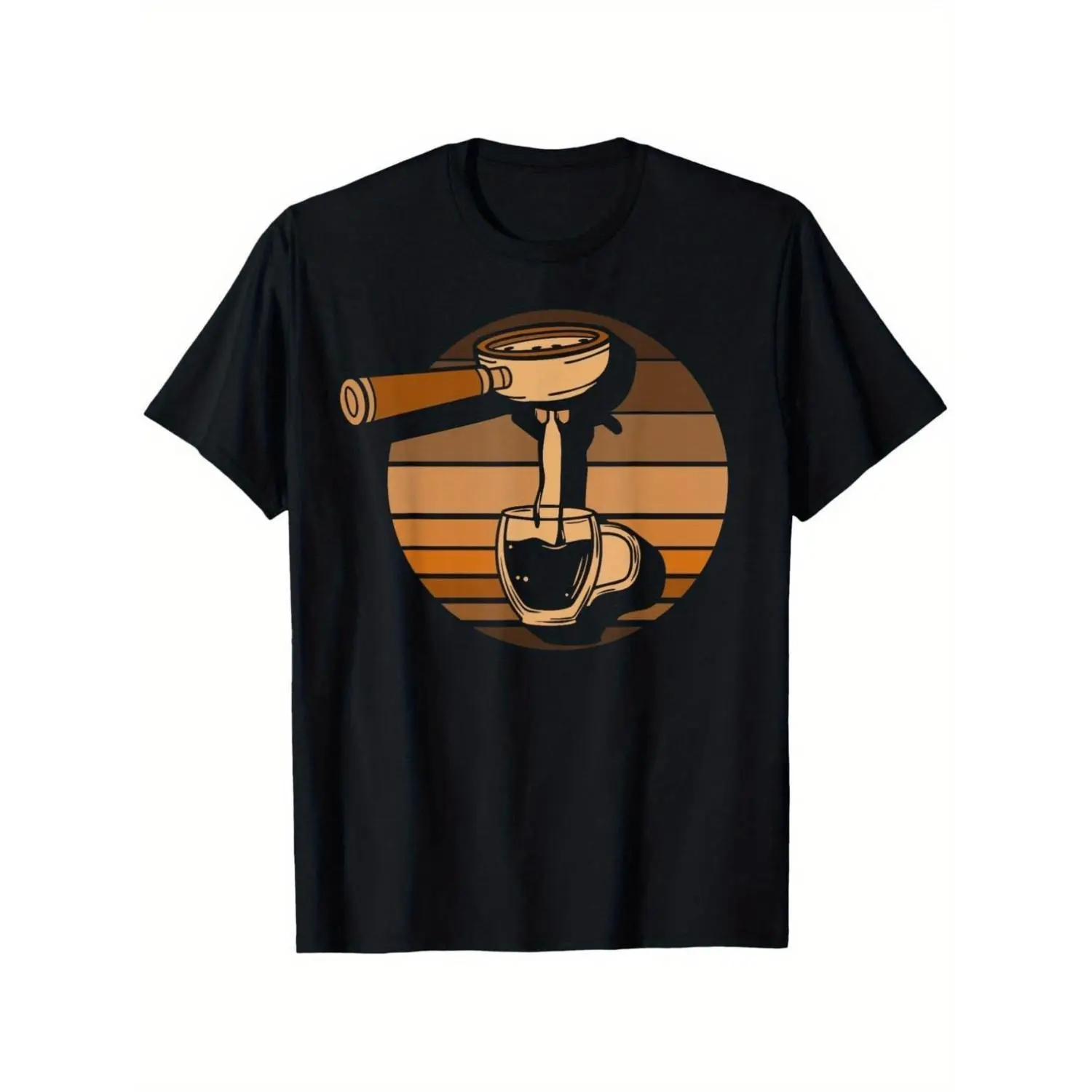 Mens Vintage Coffee Graphic Cotton T-shirt 220gsm Retro Portafilter Coffee Beans Barista Short Sleeve Tee Casual Fit SXXXXXL Machine Washable All Season Wear Unique Gift for Coffee Lovers and Espresso Baristas