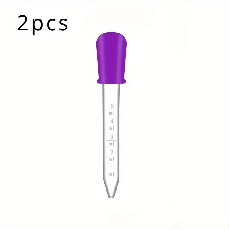 2pcs Silicone Graduated Dropper, Pipettes Transfer Eyedropper with Bulb Tip for Candy Oil Kitchen Gummy Making Tools - Multiple Colors, Precise Dropper