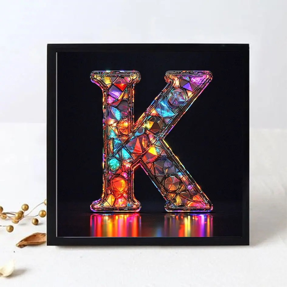 Frameless Diamond Painting Letter K Design, Full Circle Diamond Art Craft, Mosaic Wall Decor, DIY Home Decoration, Best Gift for Friends