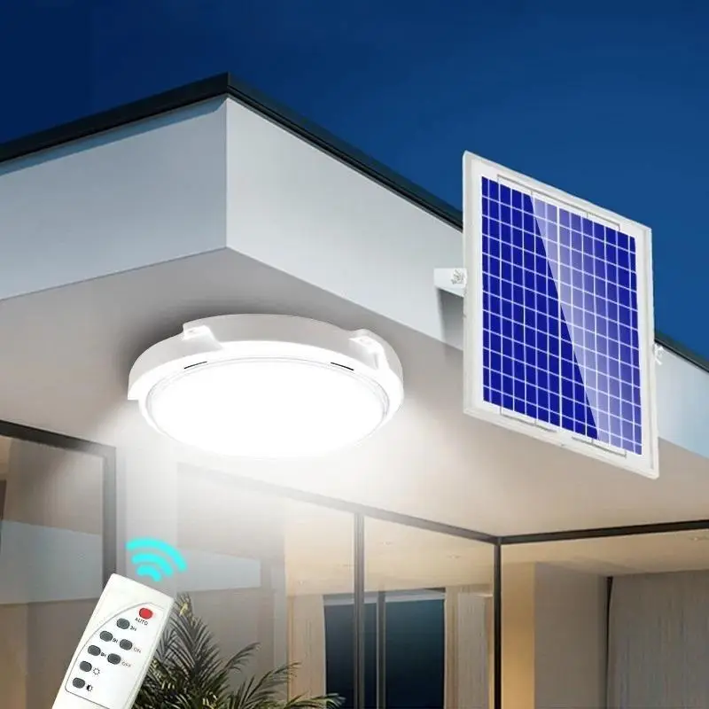 2-speed Dimming Solar Ceiling Light, 1 Count Remote Control Waterproof Solar Ceiling Light, Use For Home Garden Lighting Decor