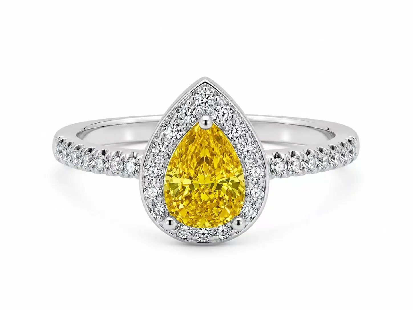 Pear Cut Moissanite Ring, GRA Certificate, Sizes 6-8