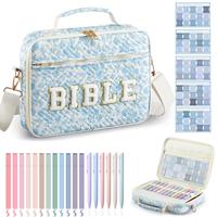 Blue Floral-Quilted Bible Bag(not PU material)