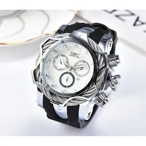 Invicta Pro Diver Men's 46mm 316L Stainless Steel 200M Water-Resistant Rugged Sports Chronograph Luminous Analog Watch with Leather Travel Case