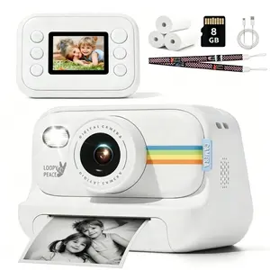 Instant-Print Kids' Camera — A Surprise Christmas or Birthday Gift for Children Aged 3 to 12. Features a 1080P HD Digital Camera with a 2.4-Inch Screen; Includes a 8GB Memory Card and Printing Paper. A Portable Travel Toy.