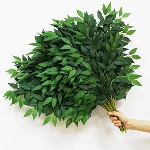 40pcs Italian Ruscus Greenery 68cm Artificial Greenery Stems Leaf Greenery Garland for Wedding Arch Flowers Centerpieces Balloon Arch Home Decor